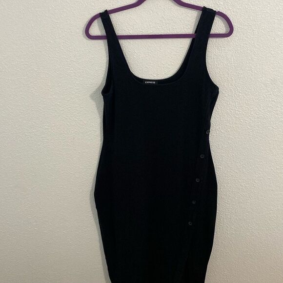 Express- black Bodycon button midi- Size large - Picture 1 of 7